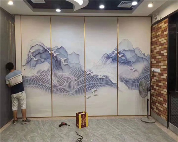 荆州山水画移动屏风